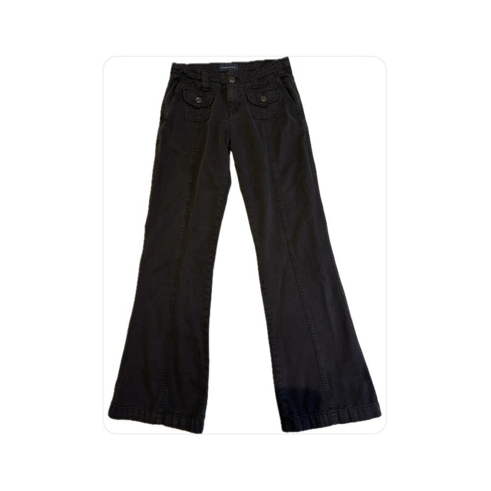 Aeropostale Fox Low Rise Flare Cargo‎ Pants Black Size 0 Y2K Grunge Skater Jeans